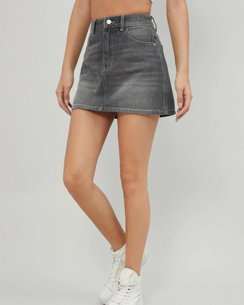 Denim Straight Mini Skirt
