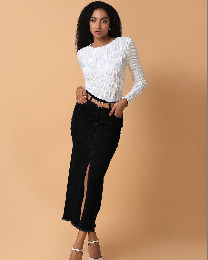 Denim Maxi Straight Skirts