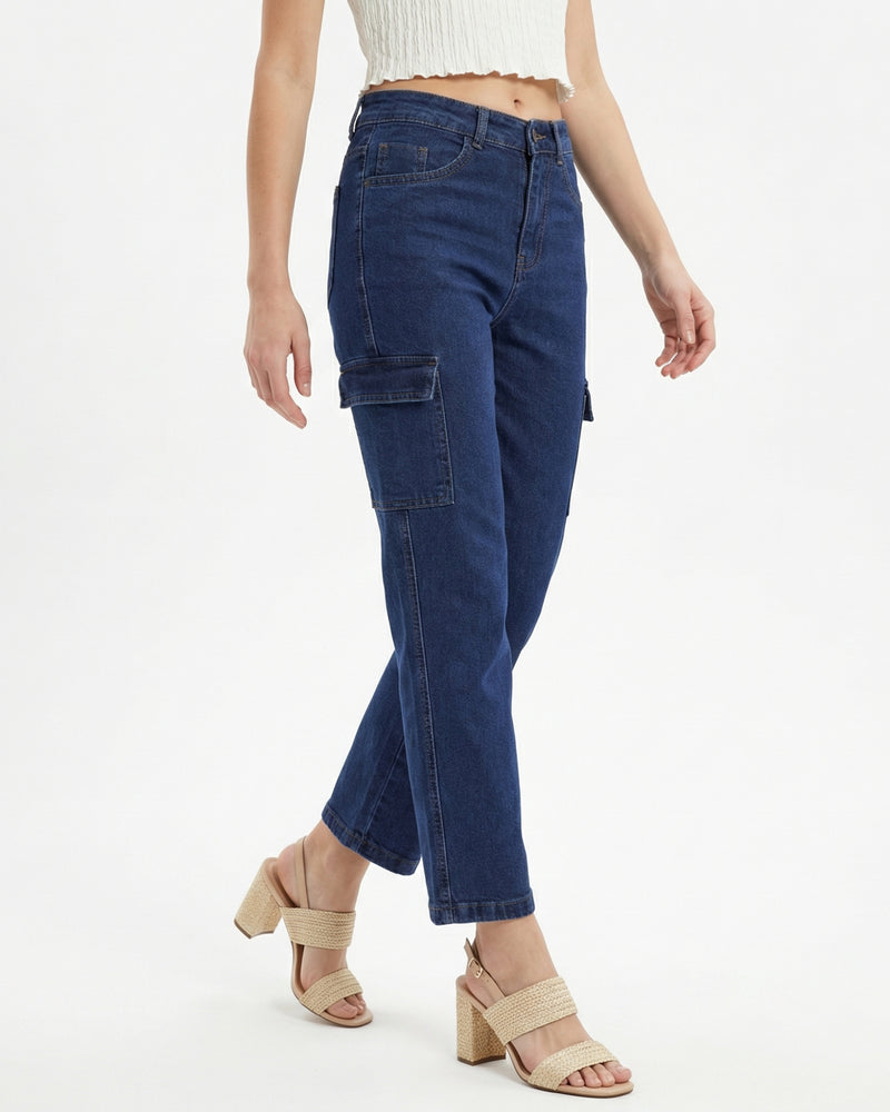 women's boyfriend fit high-rise cargo jeans
