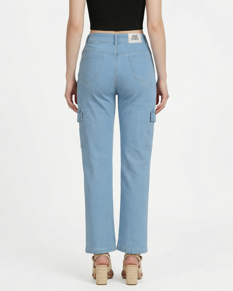 light blue straight-fit cargo jeans