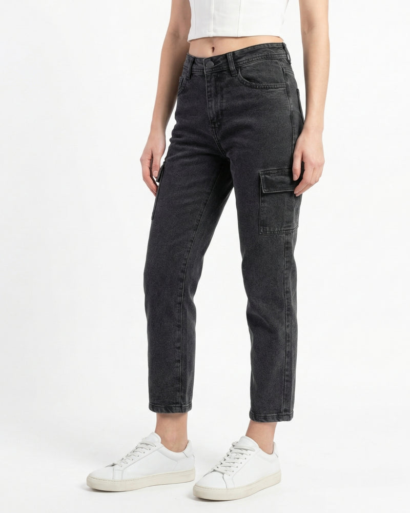Women's High Waist Cargo Jeans