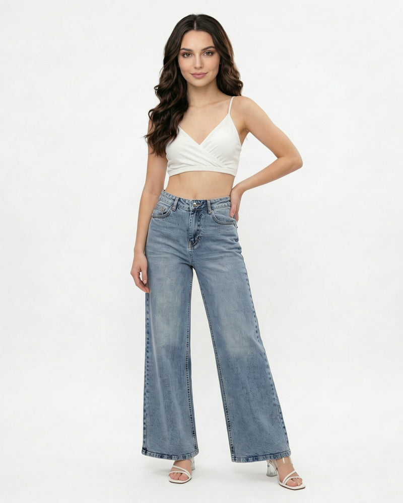 high-rise wide-leg jeans