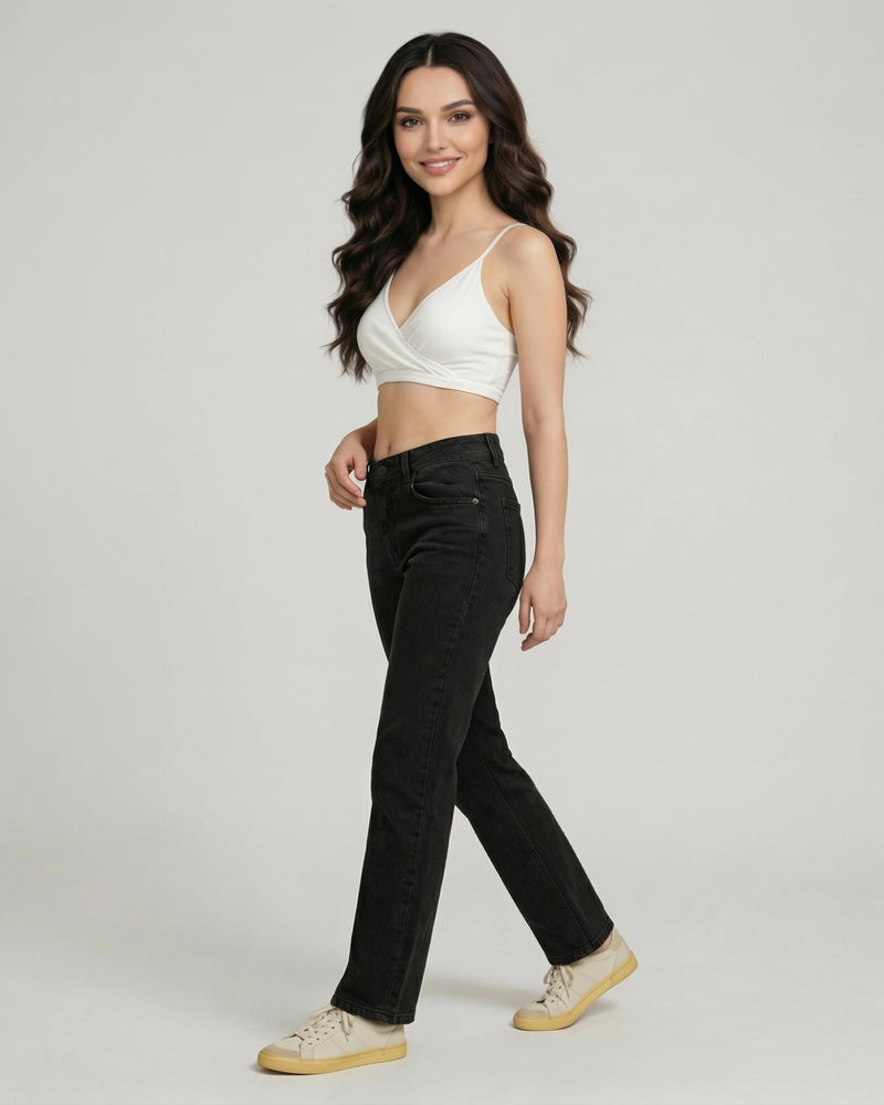 Women Jean High-Rise Straight Fit Jeans