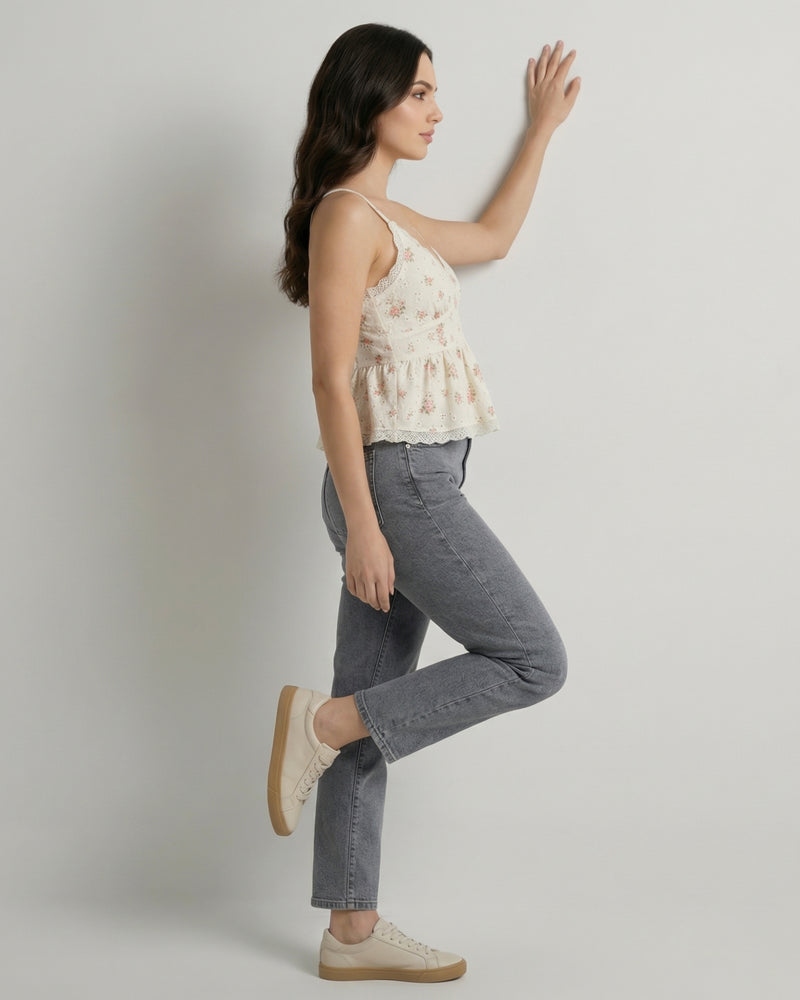 Women's Grey Plain jeans