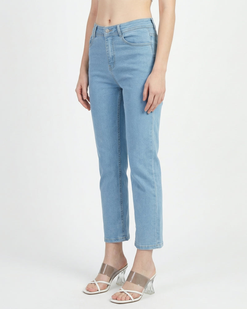 light blue straight-leg jeans