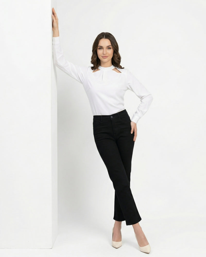 Women's Black Mini Flared Fit High-Rise Jeans
