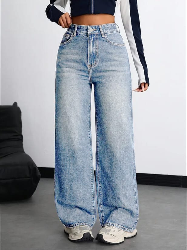 Women Relaxed Fit High Rise Light Blue Jeans