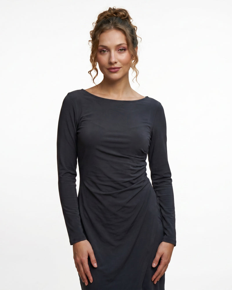 Sophisticated Side-Gathered Fitted Dress