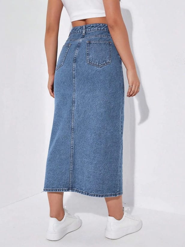 Women Solid Dark Blue Skirt