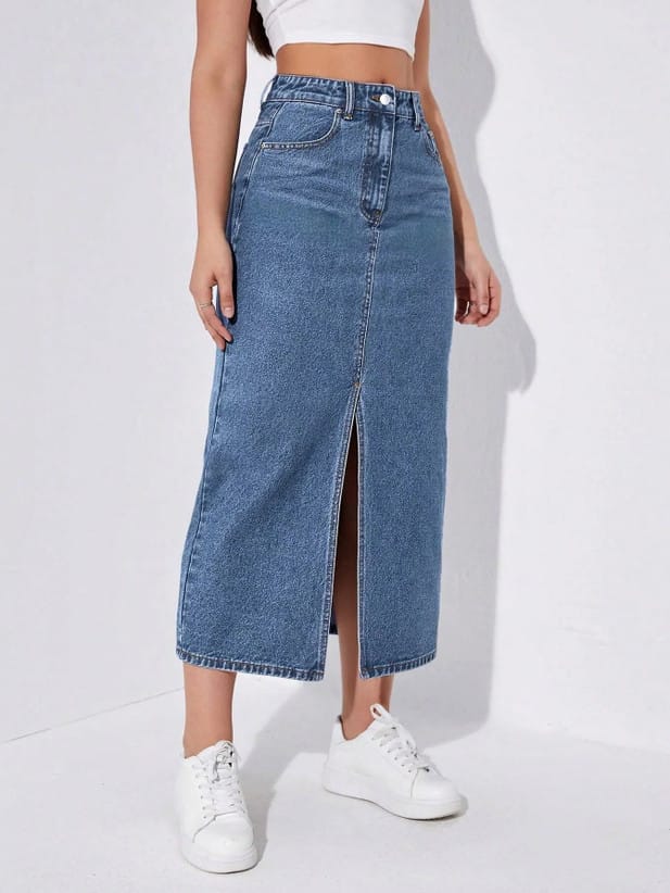 Women Solid Dark Blue Skirt