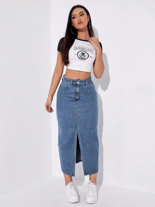 Women Solid Dark Blue Skirt
