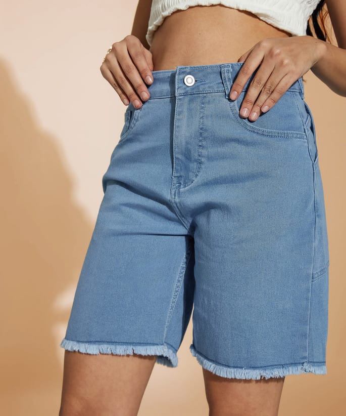 Light Blue Bermuda Denim Shorts