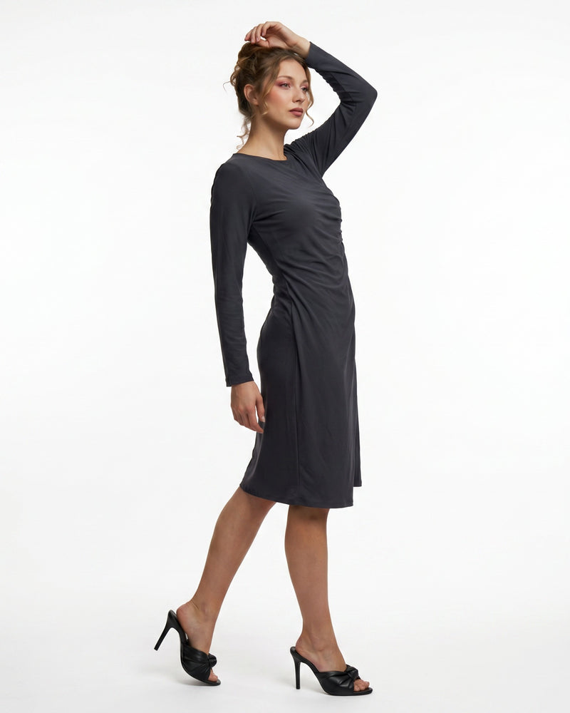 Sophisticated Side-Gathered Fitted Dress
