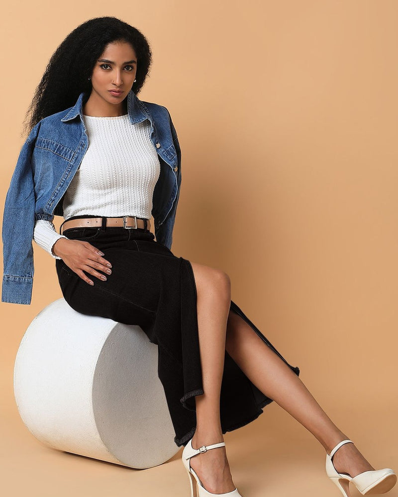 Denim Maxi Straight Skirts