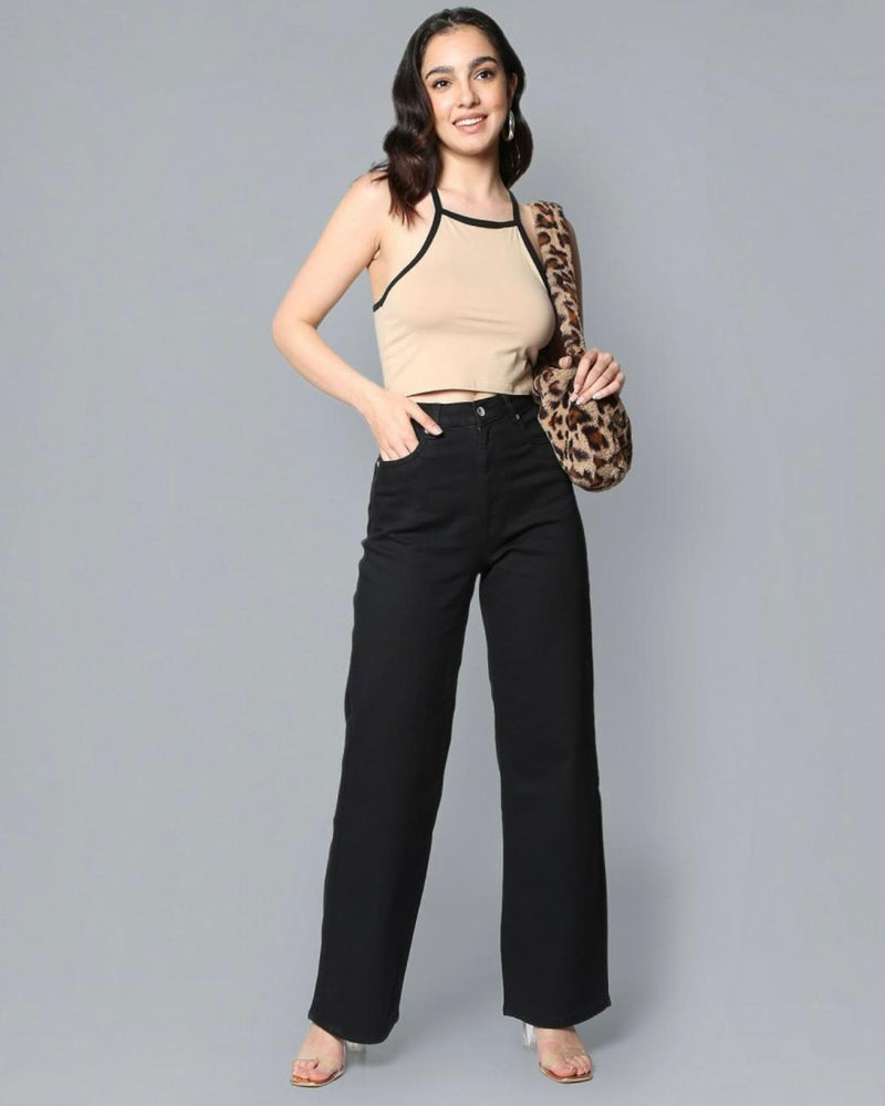 Women's black ankle straight pants
