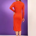 Women Striped Cotton Bodycon Midi Dress