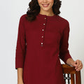 Women's Collar Cotton Blend Straight Kurta