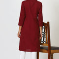 Women's Collar Cotton Blend Straight Kurta