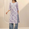 Lavender Straight Printed Cotton Kurta