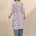 Lavender Straight Printed Cotton Kurta