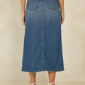Pure Cotton Denim Panelled Midi Slit Skirt