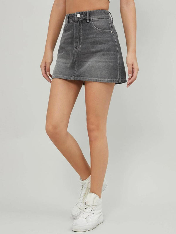 Denim Straight Mini Skirt