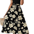 Women's Summer  Maxi Dress Ruffle Short Sleeve Casual Floral Print Long Flowy Dresses
