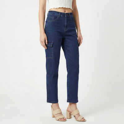 women's boyfriend fit high-rise cargo jeans