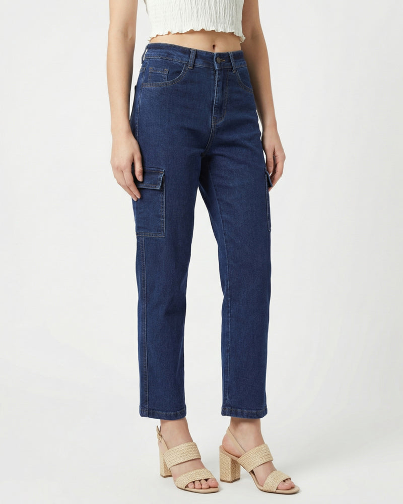 women's boyfriend fit high-rise cargo jeans