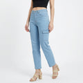 light blue straight-fit cargo jeans