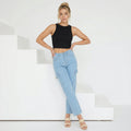light blue straight-fit cargo jeans
