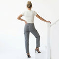 Women's high-waisted design in a washed grey jeans