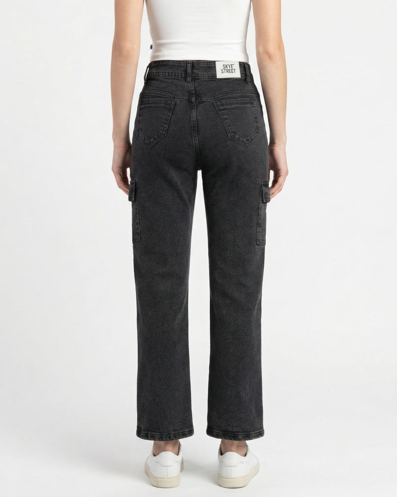 Women's High Waist Cargo Jeans