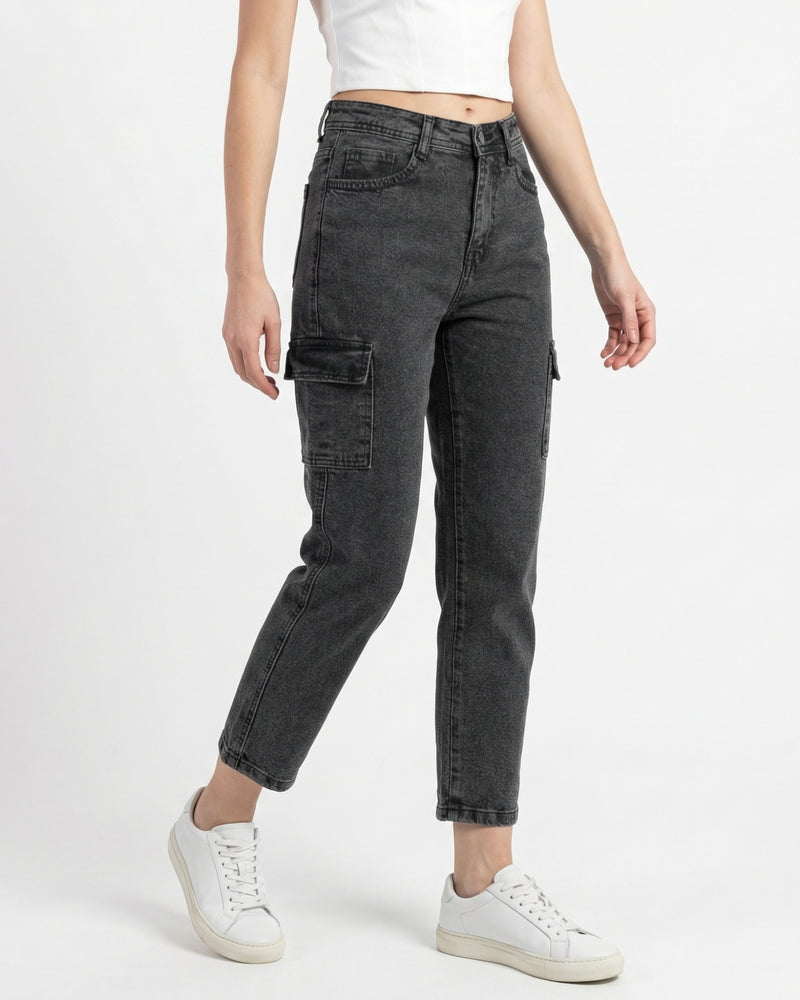 Women's High Waist Cargo Jeans