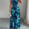 Floerns Women's Floral Halter Boho Maxi Dress Sleeveless Belt Vacation A Line Dresses