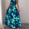 Floerns Women's Floral Halter Boho Maxi Dress Sleeveless Belt Vacation A Line Dresses