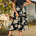 Women's Summer  Maxi Dress Ruffle Short Sleeve Casual Floral Print Long Flowy Dresses