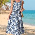 Summer Dresses for Women Flowy Casual Midi Dress Beach Vacation Sundresses with Pockets