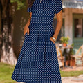 Women's Summer A-Line Midi Dresses  Casual Floral Short Sleeve T-Shirt Dress Flowy Beach Sundress with Pockets