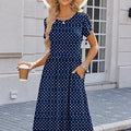 Women's Summer A-Line Midi Dresses  Casual Floral Short Sleeve T-Shirt Dress Flowy Beach Sundress with Pockets