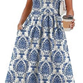 Summer Dresses for Women Flowy Casual Midi Dress Beach Vacation Sundresses with Pockets