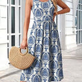 Summer Dresses for Women Flowy Casual Midi Dress Beach Vacation Sundresses with Pockets