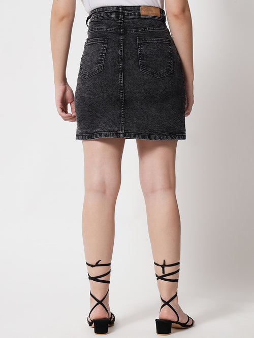 Cotton Lycra Denim A-Line Skirt