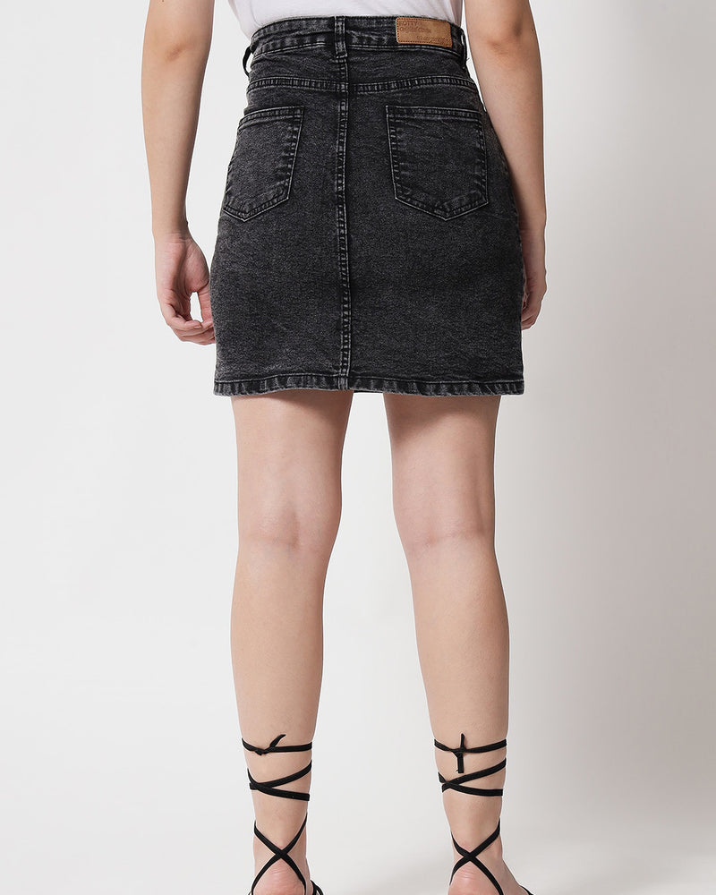 Cotton Lycra Denim A-Line Skirt