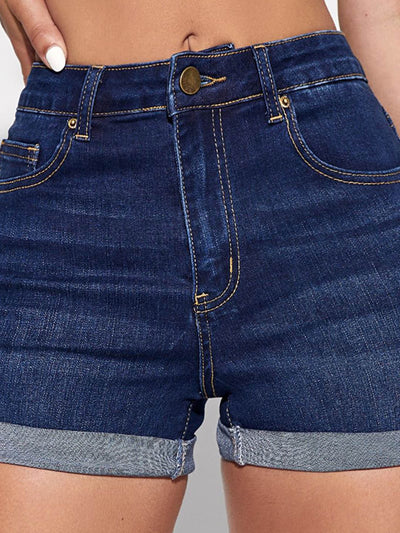 Women Washed Slim Fit High-Rise Denim Shorts
