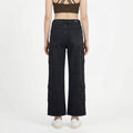 black high-waisted wide-leg cargo jeans