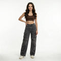 high-waist cargo jeans