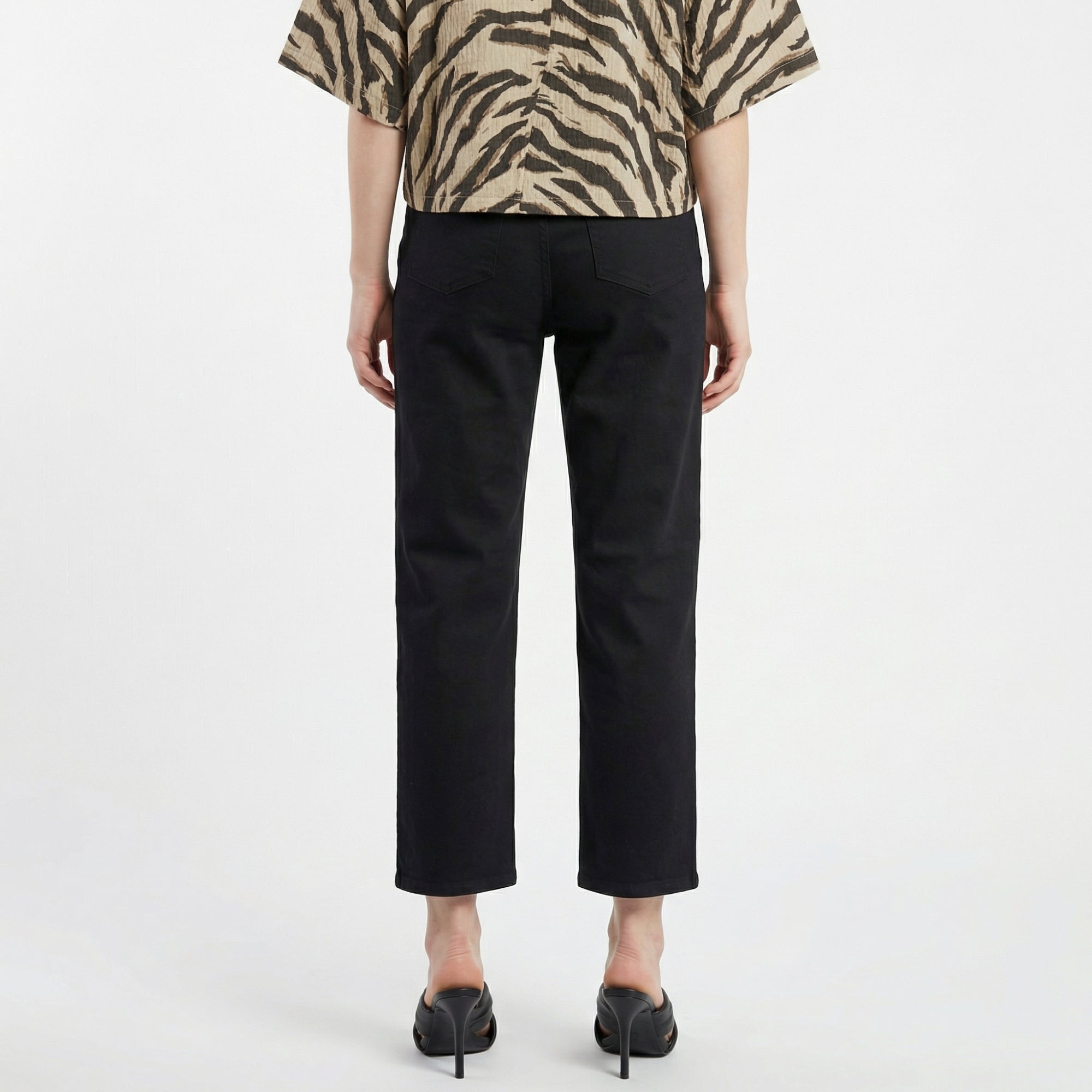 black high-rise straight-fit jeans