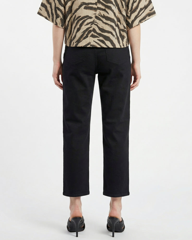 black high-rise straight-fit jeans