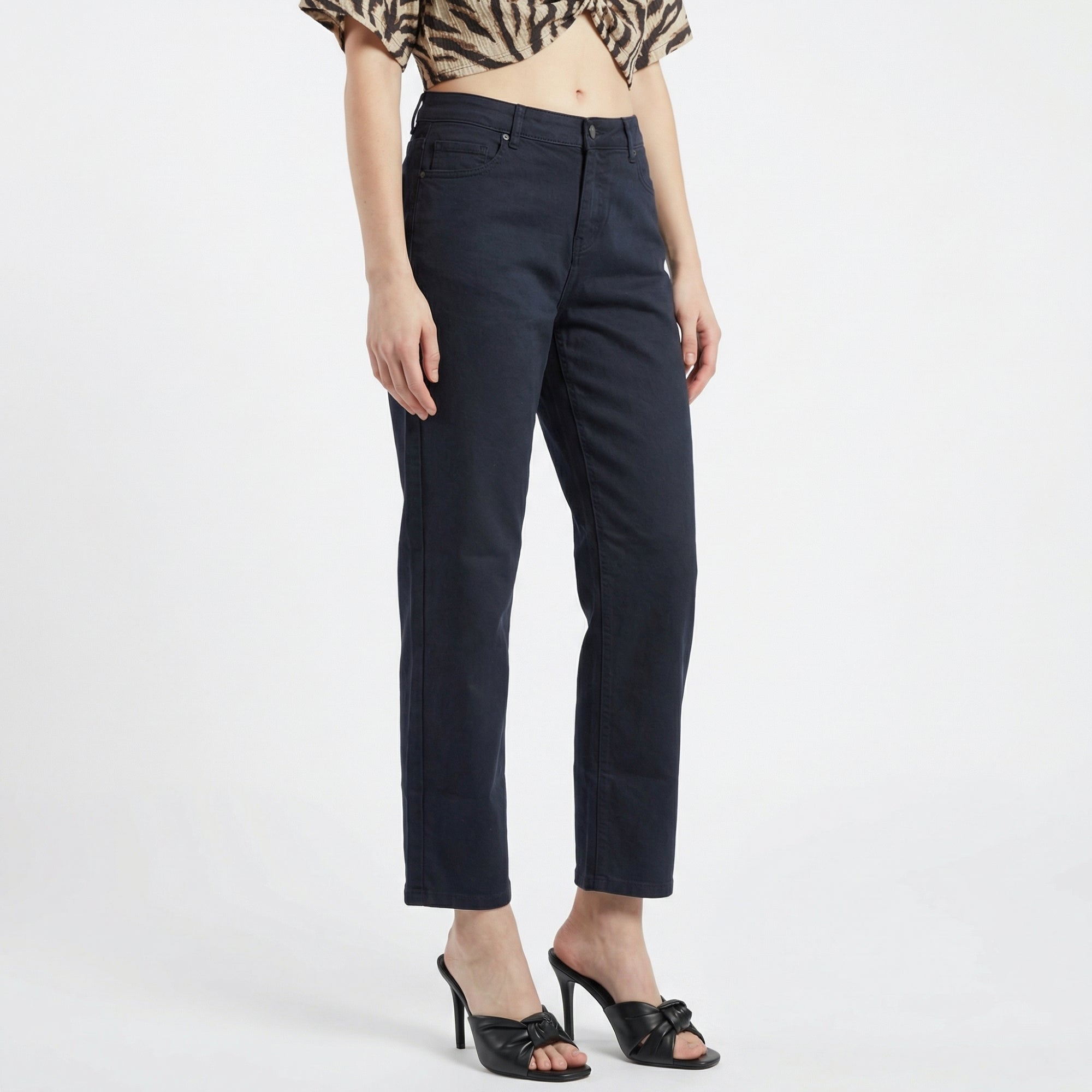 black high-rise straight-fit jeans